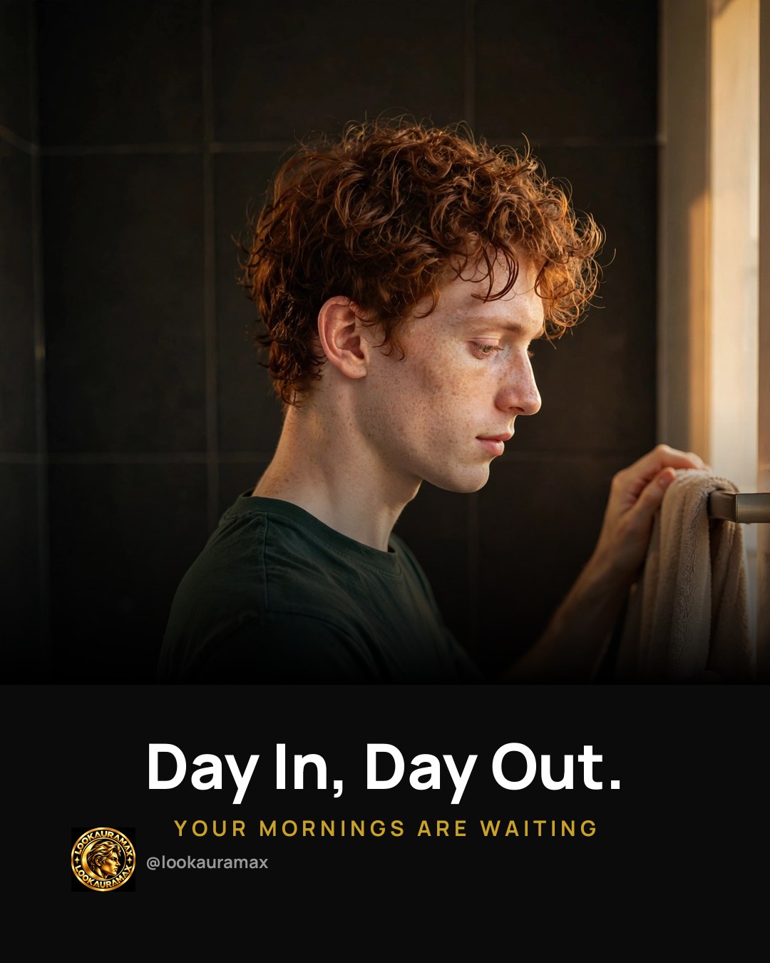 Lookauramax ad creative: Day in, day out. That is the whole secret.