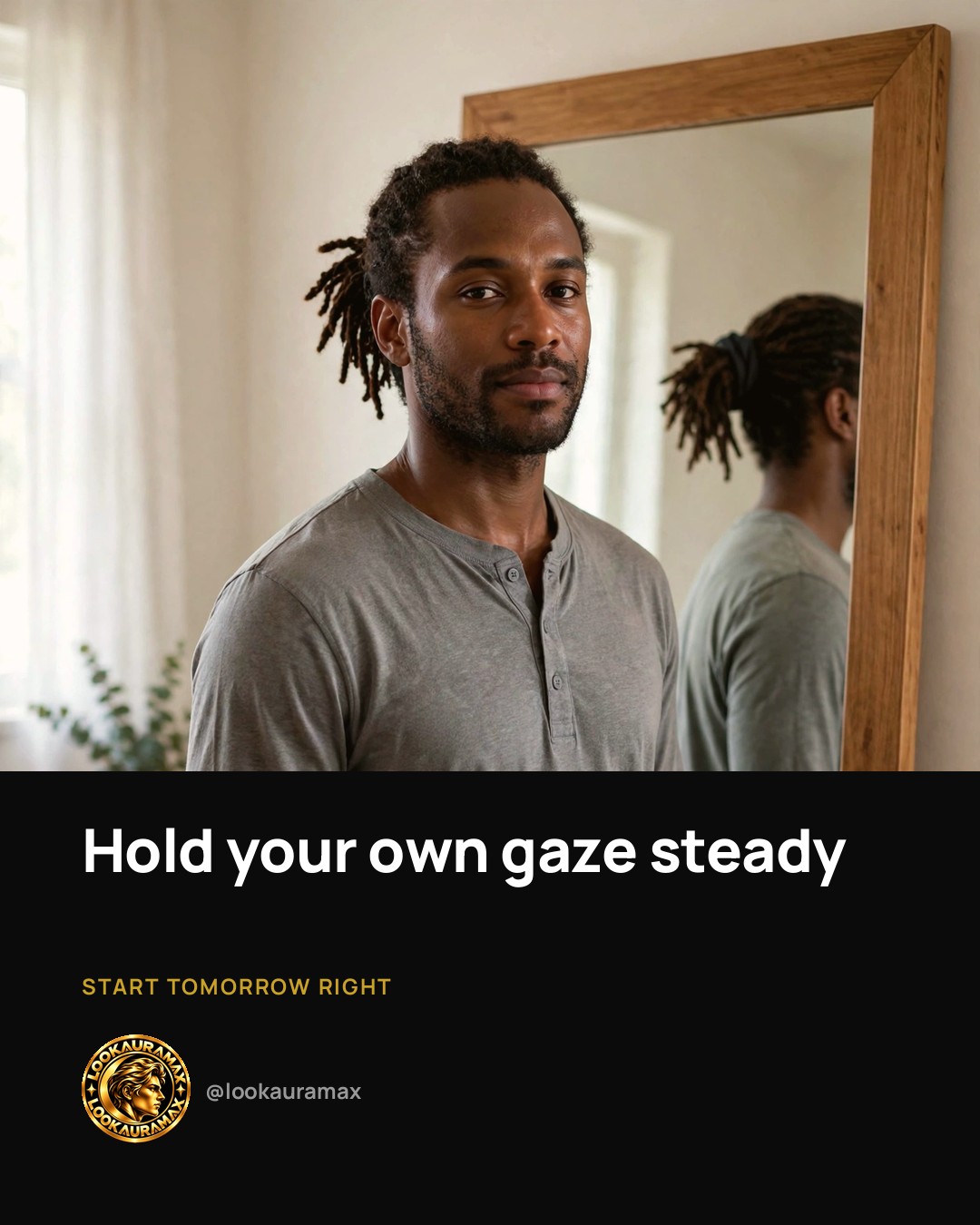 Lookauramax ad creative: Hold your gaze. Hold your ground.