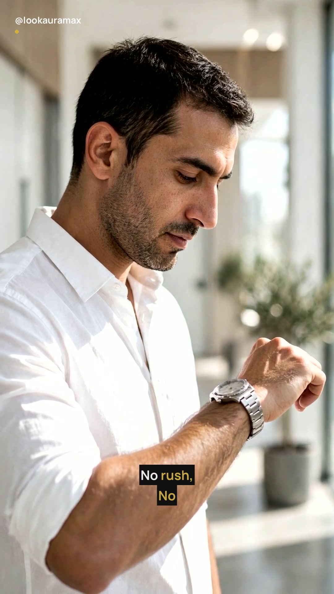 Lookauramax ad creative: I shaved in a rush. The rush showed all day. — What is the first step of your morning? Look Aura Max gives you one clear plan for every morning.
