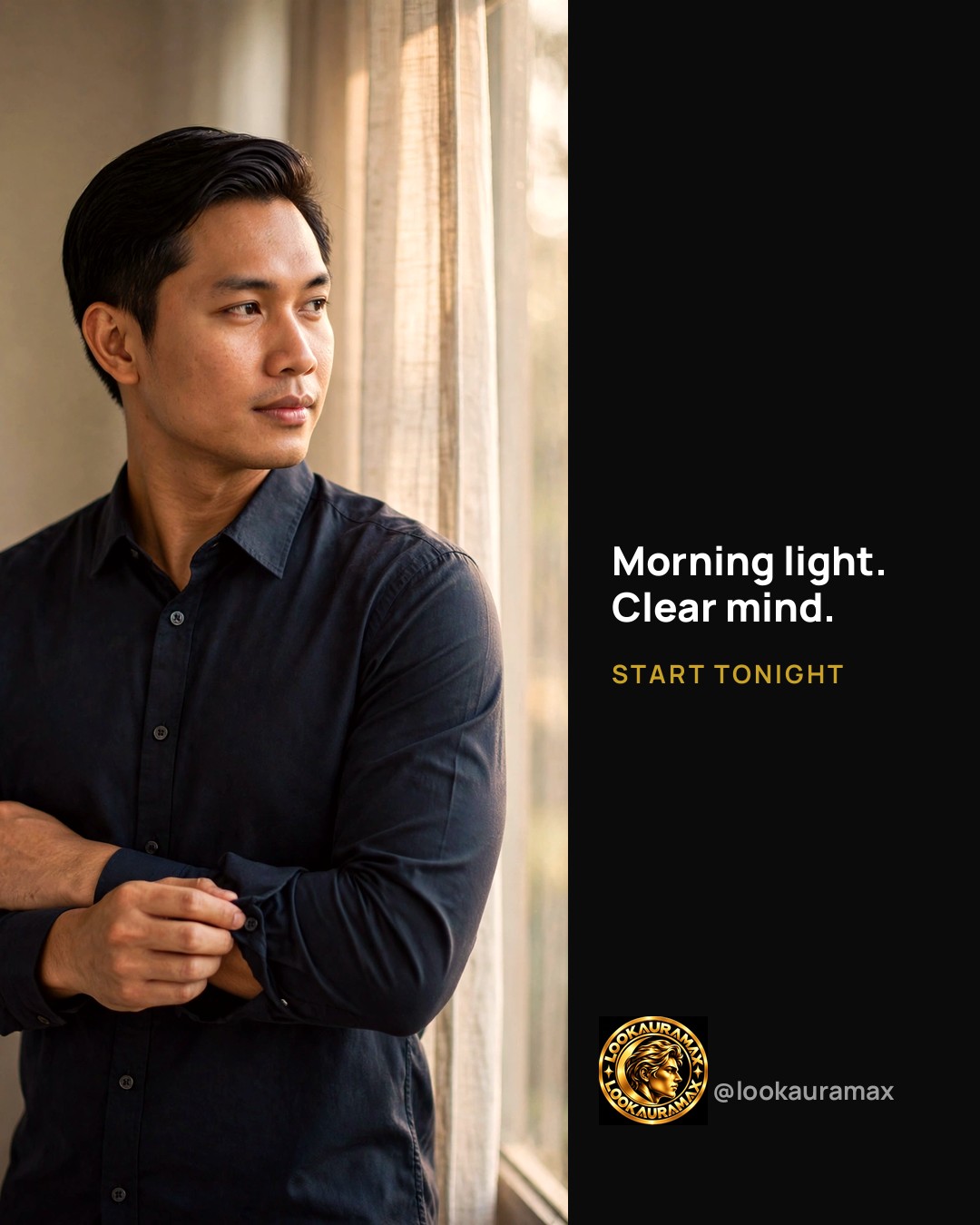 Lookauramax ad creative: Morning light, clear head.