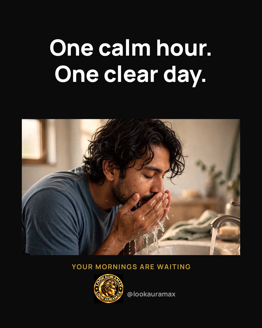 Lookauramax ad creative: One calm hour carries the day.