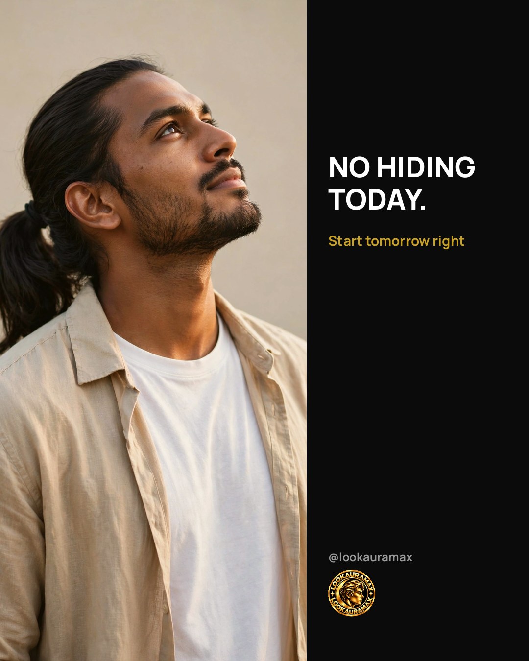 Lookauramax ad creative: Out in the open, at ease.