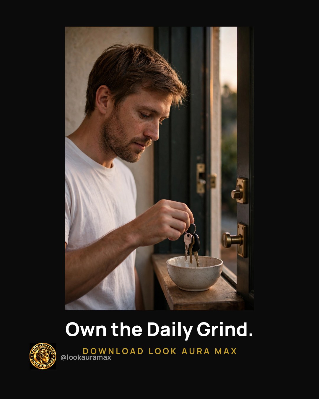 Lookauramax ad creative: Own the daily grind.