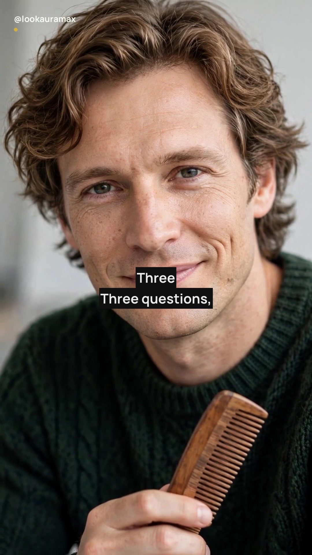 Lookauramax ad creative: The comb and I disagreed every morning. — What is the one morning question you want answered? Look Aura Max gives you one clear plan for every morning.