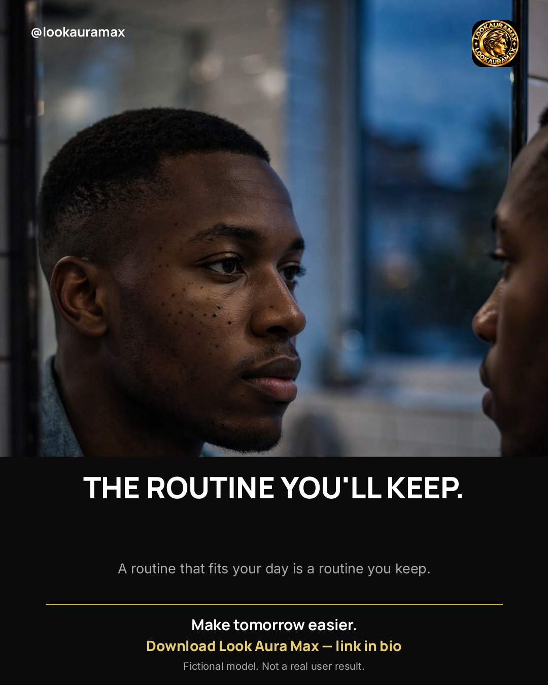 Lookauramax ad creative: THE ROUTINE YOU'LL KEEP. — A routine that fits your day is a routine you keep.