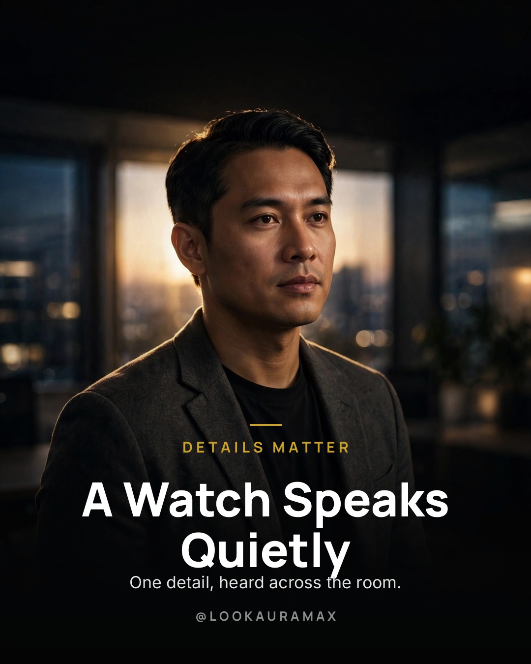 Lookauramax poster: A Watch Speaks Quietly — You don't need to announce anything.