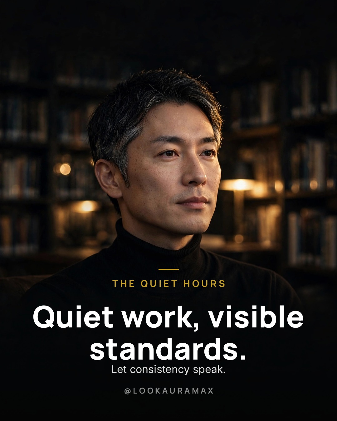 Lookauramax poster: Quiet work. Visible standards. — Let consistency do the talking.