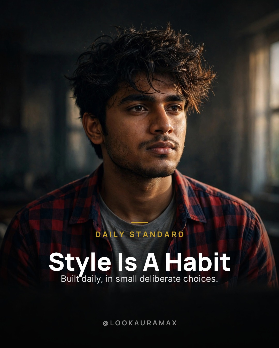 Lookauramax poster: Style Is A Habit — Not an event outfit. Not a special occasion.