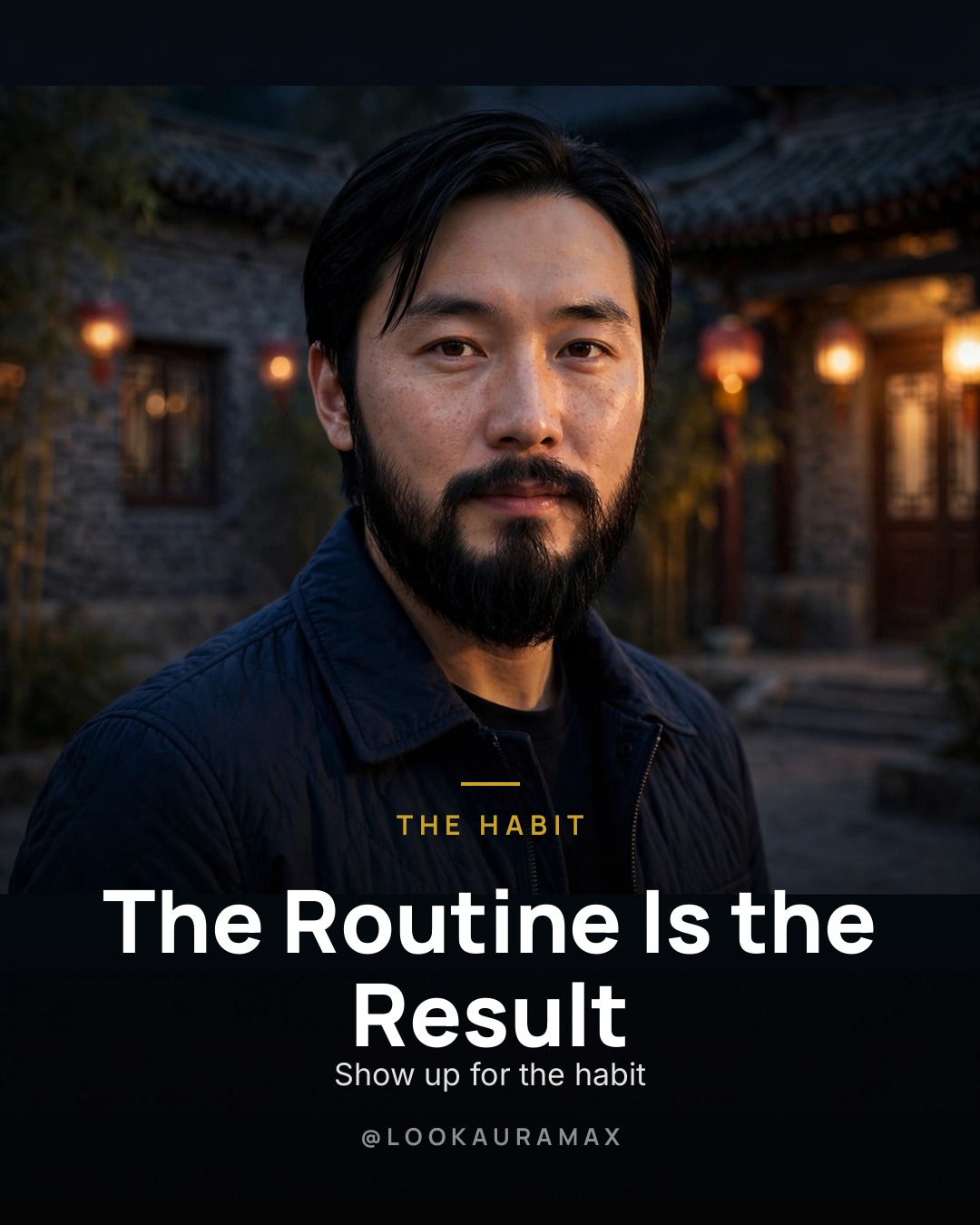 Lookauramax poster: There is no finish line separate from the habit. — Do the routine well and the routine becomes the reward.